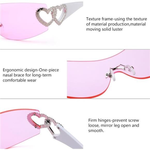 Rimless Sunglasses Womens Oversized Fashion Frameless Glasses UV400 main image 4